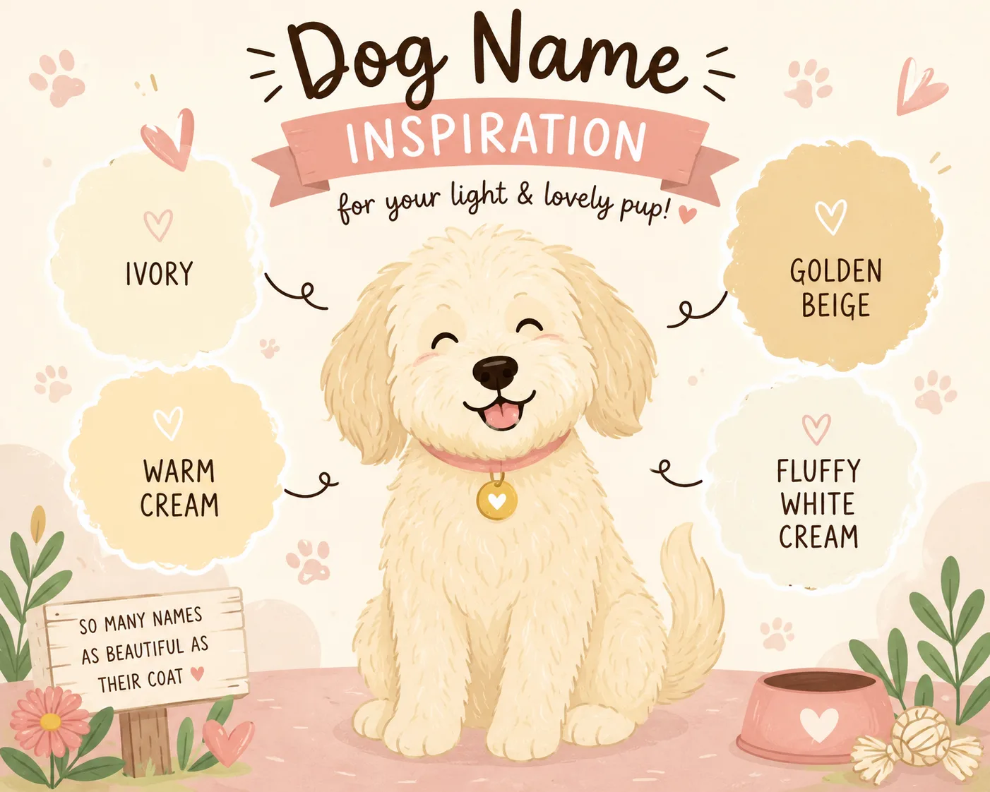 Cream colored dog with coat shade name ideas