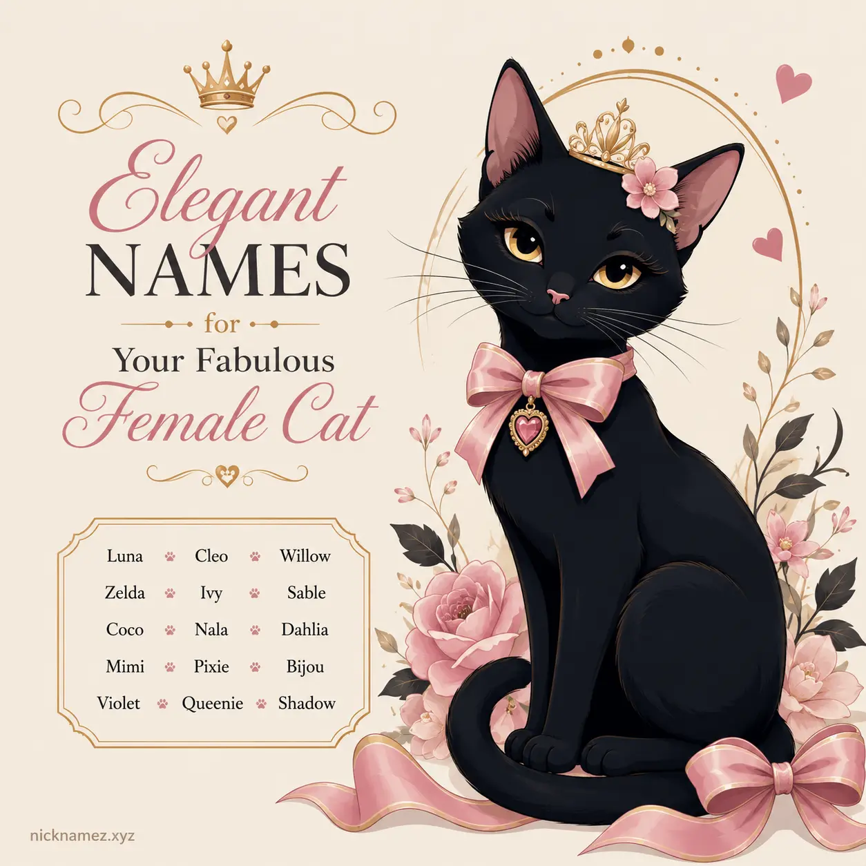 Elegant black female cat with graceful and sophisticated name inspiration
