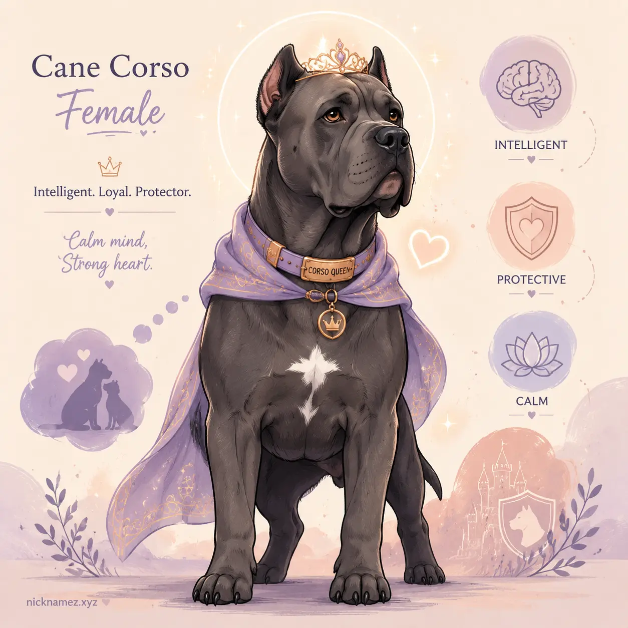 Female Cane Corso expressing strength and calm intelligence