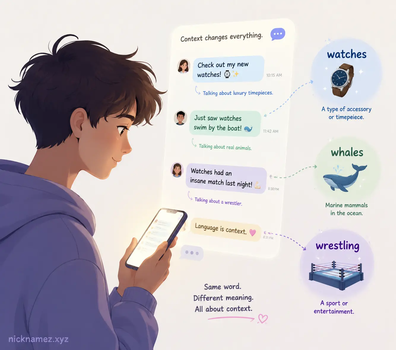People interpreting IWC meanings in texting and social media conversations