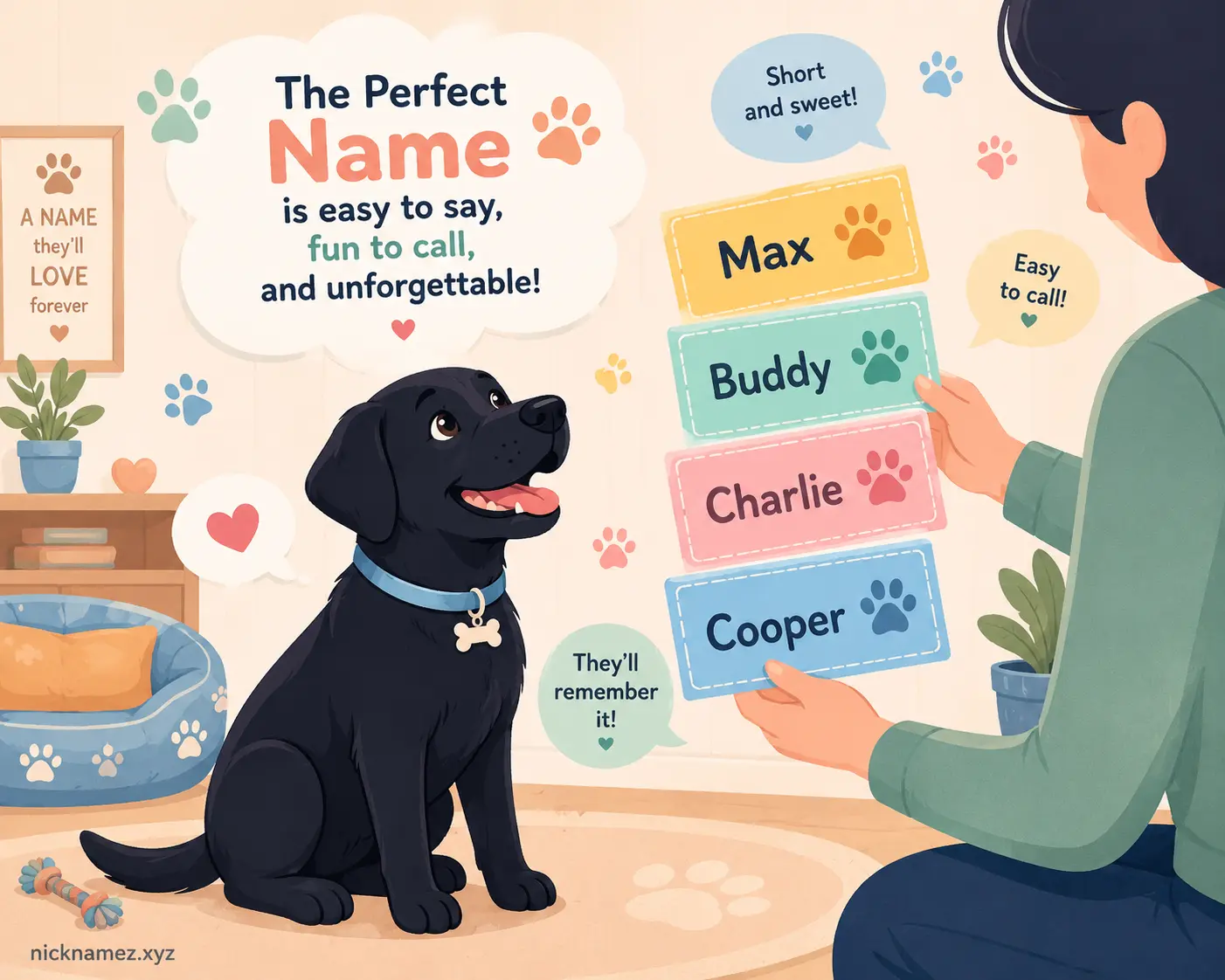 Owner choosing the perfect name for a black Labrador